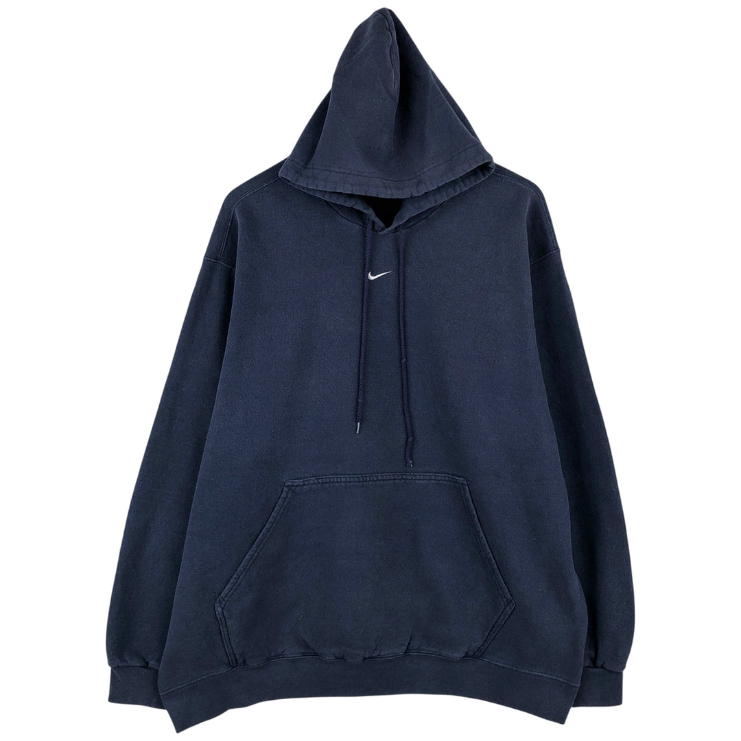 2000'S Nike Center Logo Pullover Hoodie, Men's XL cotton navy blue type Vintage Second Hand