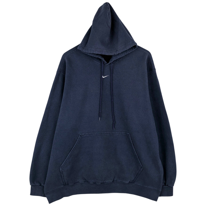 2000'S Nike Center Logo Pullover Hoodie, Men's XL cotton navy blue type Vintage Second Hand