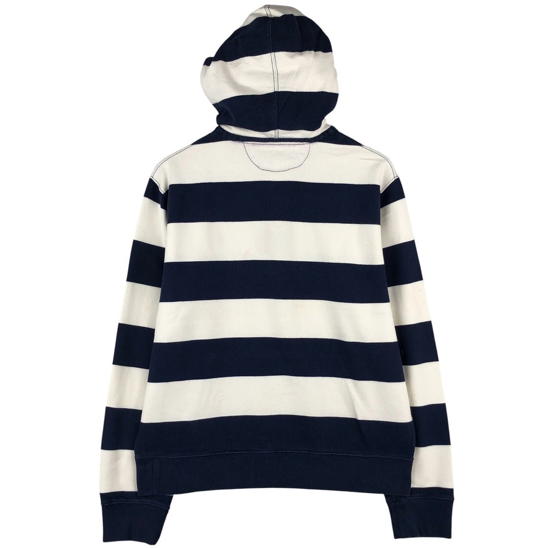Ralph Lauren POLO by Ralph Lauren Striped Pattern Half-Button Hoodie, Men's Size L cotton navy blue type Vintage Second Hand