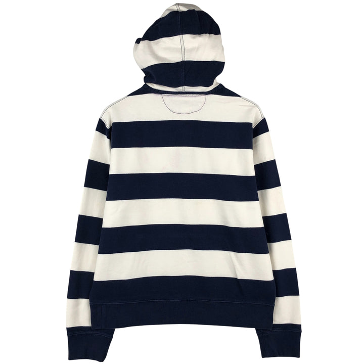 Ralph Lauren POLO by Ralph Lauren Striped Pattern Half-Button Hoodie, Men's Size L cotton navy blue type Vintage Second Hand