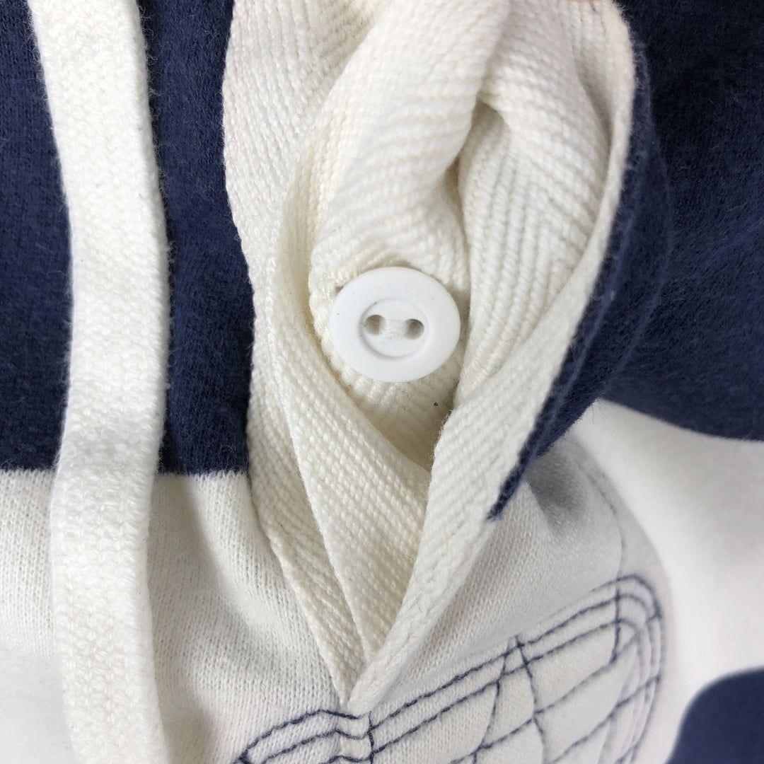 Ralph Lauren POLO by Ralph Lauren Striped Pattern Half-Button Hoodie, Men's Size L cotton navy blue type Vintage Second Hand