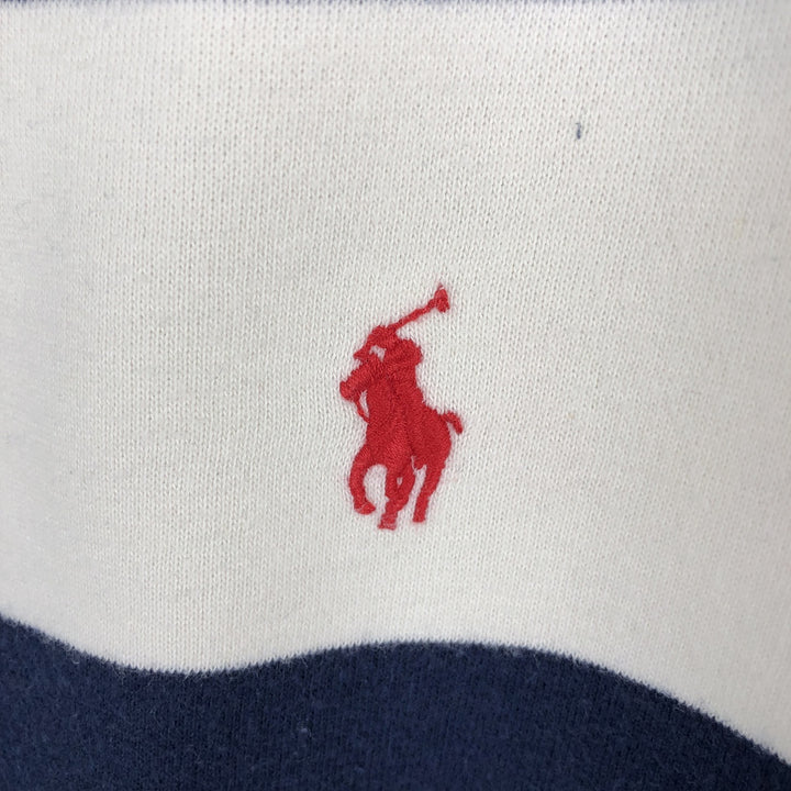 Ralph Lauren POLO by Ralph Lauren Striped Pattern Half-Button Hoodie, Men's Size L cotton navy blue type Vintage Second Hand