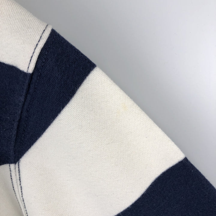 Ralph Lauren POLO by Ralph Lauren Striped Pattern Half-Button Hoodie, Men's Size L cotton navy blue type Vintage Second Hand
