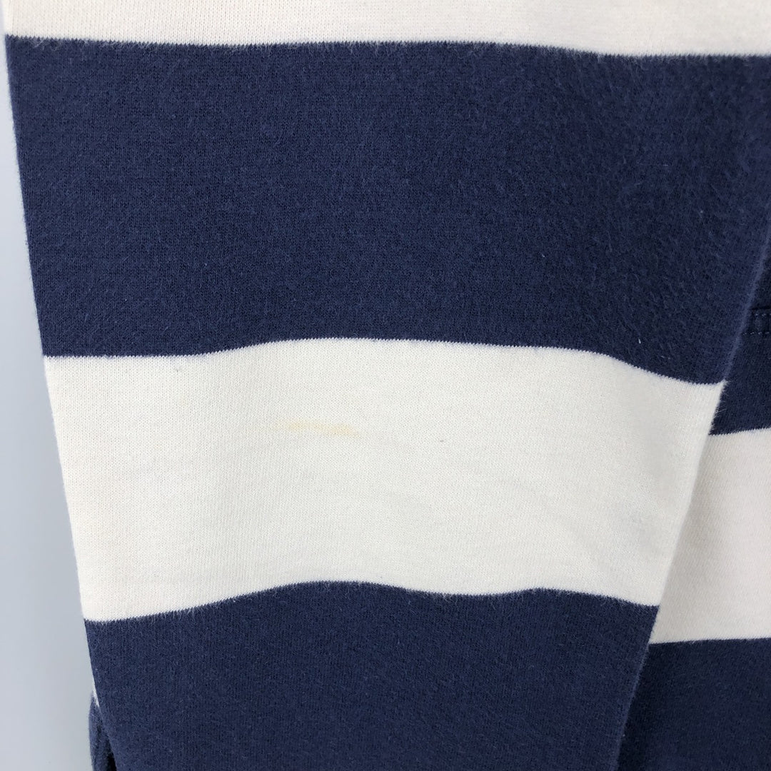 Ralph Lauren POLO by Ralph Lauren Striped Pattern Half-Button Hoodie, Men's Size L cotton navy blue type Vintage Second Hand