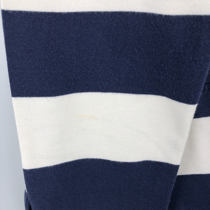 Ralph Lauren POLO by Ralph Lauren Striped Pattern Half-Button Hoodie, Men's Size L cotton navy blue type Vintage Second Hand