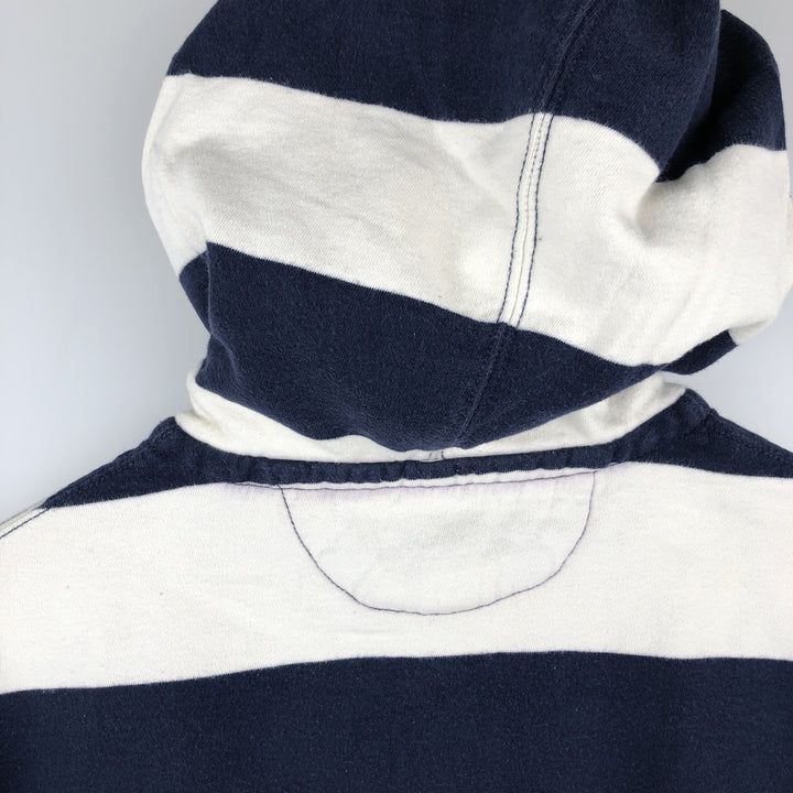 Ralph Lauren POLO by Ralph Lauren Striped Pattern Half-Button Hoodie, Men's Size L cotton navy blue type Vintage Second Hand