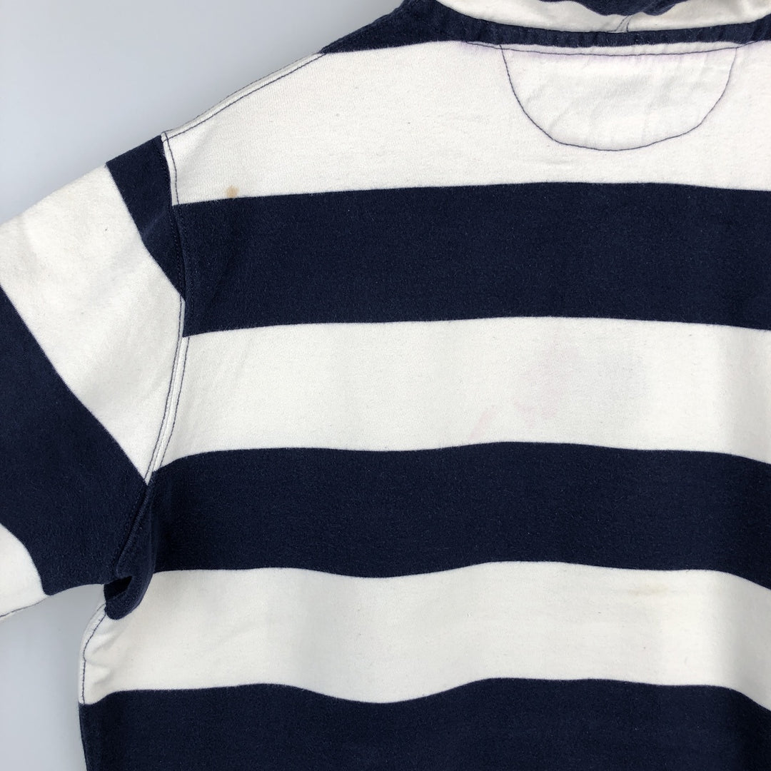 Ralph Lauren POLO by Ralph Lauren Striped Pattern Half-Button Hoodie, Men's Size L cotton navy blue type Vintage Second Hand