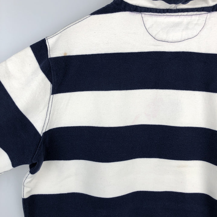 Ralph Lauren POLO by Ralph Lauren Striped Pattern Half-Button Hoodie, Men's Size L cotton navy blue type Vintage Second Hand