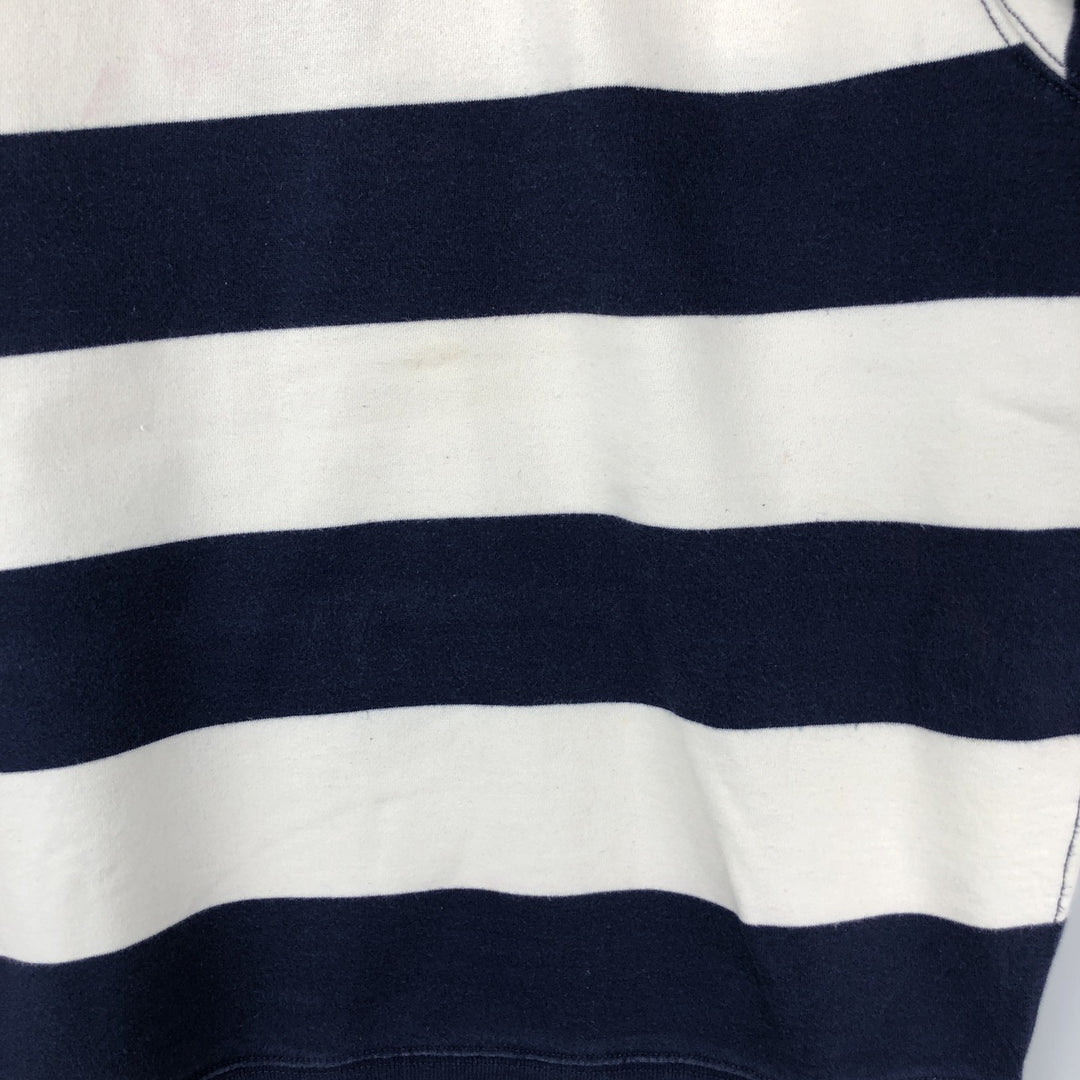 Ralph Lauren POLO by Ralph Lauren Striped Pattern Half-Button Hoodie, Men's Size L cotton navy blue type Vintage Second Hand