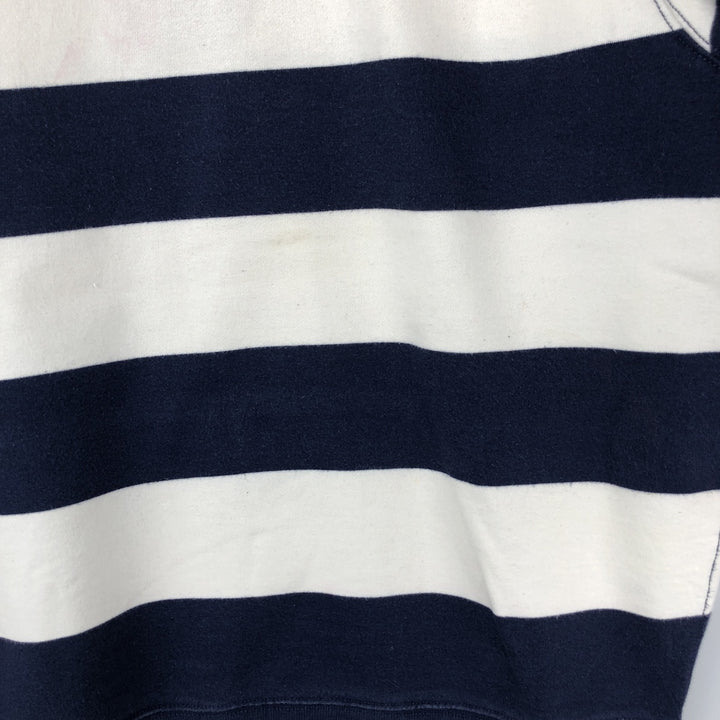 Ralph Lauren POLO by Ralph Lauren Striped Pattern Half-Button Hoodie, Men's Size L cotton navy blue type Vintage Second Hand