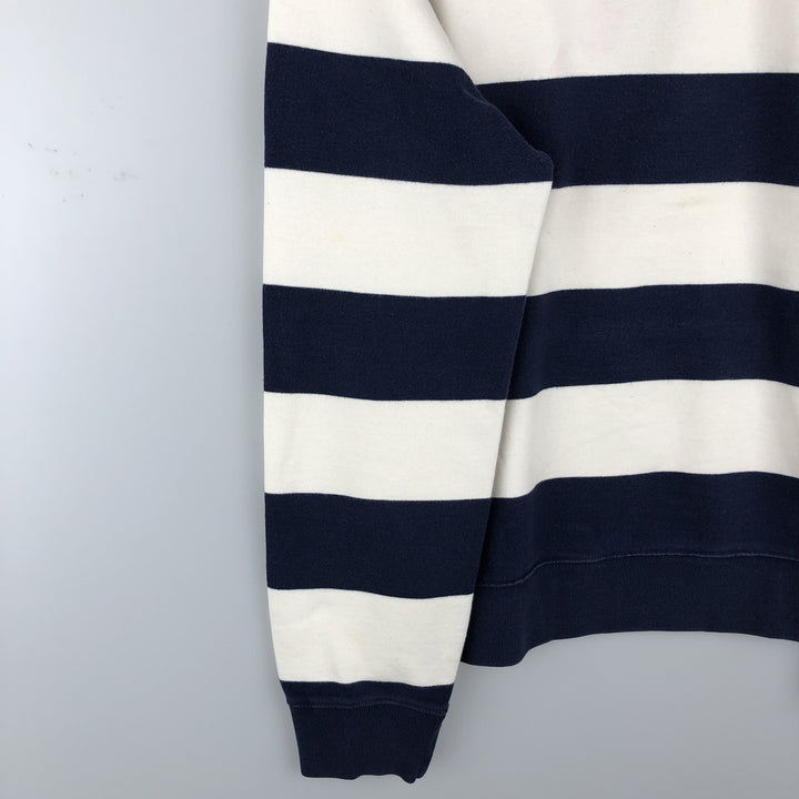 Ralph Lauren POLO by Ralph Lauren Striped Pattern Half-Button Hoodie, Men's Size L cotton navy blue type Vintage Second Hand