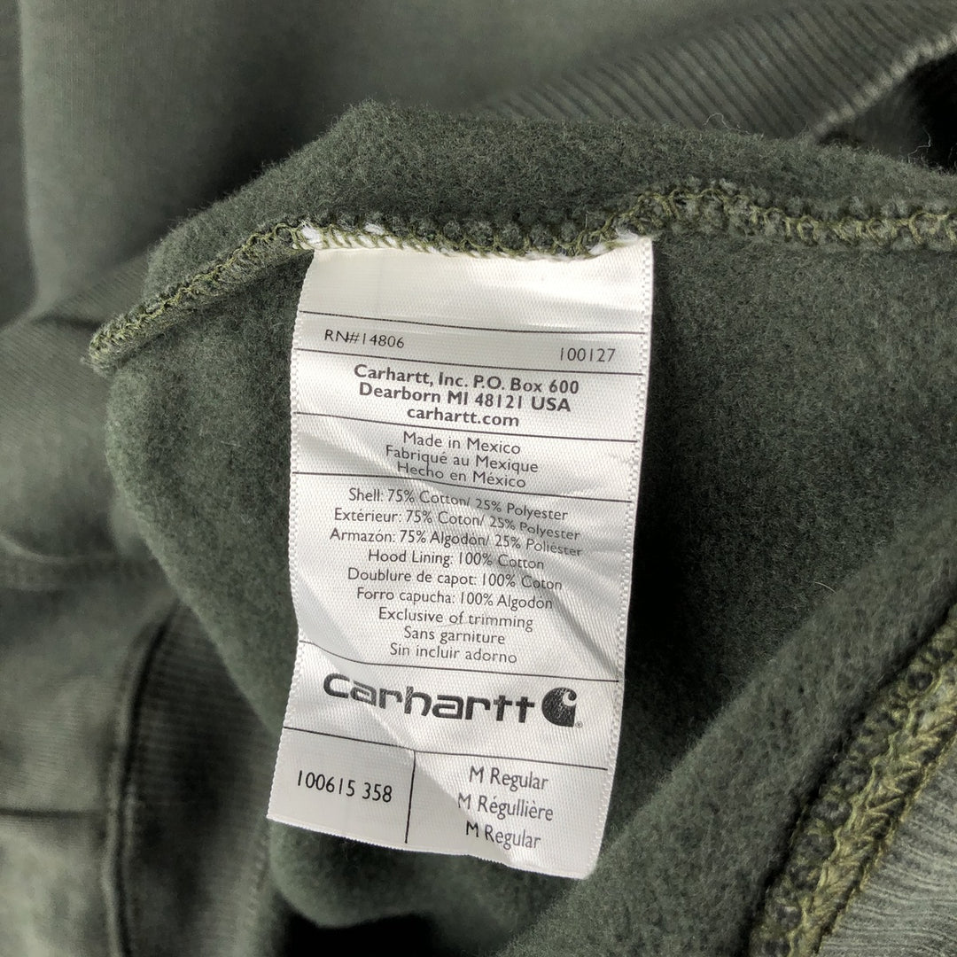 Carhartt ORIGINAL FIT sweatshirt pullover hoodie, men's size M cotton Green type dark green Vintage Second Hand