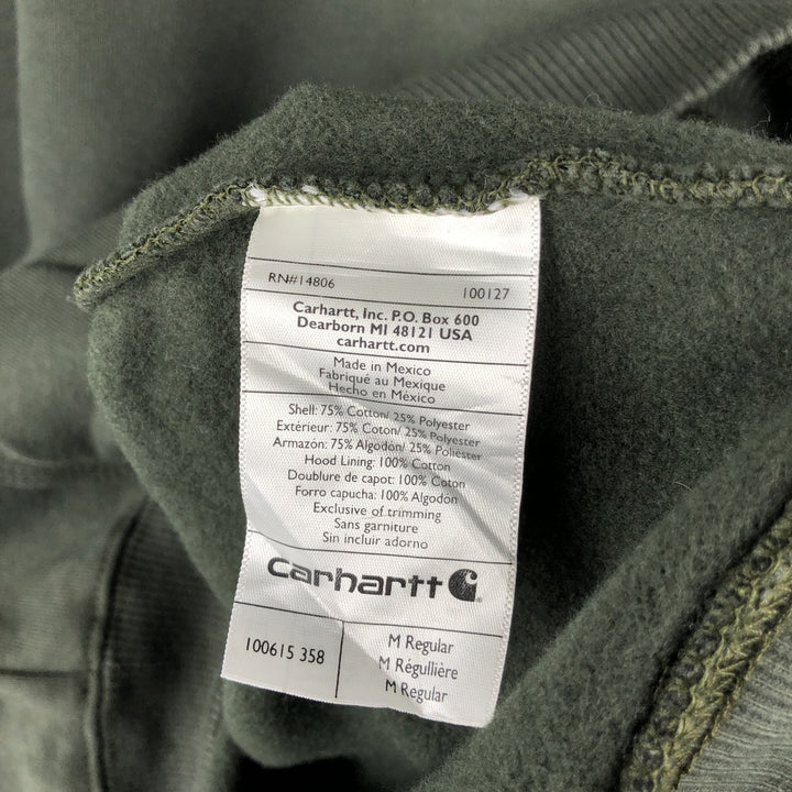 Carhartt ORIGINAL FIT sweatshirt pullover hoodie, men's size M cotton Green type dark green Vintage Second Hand