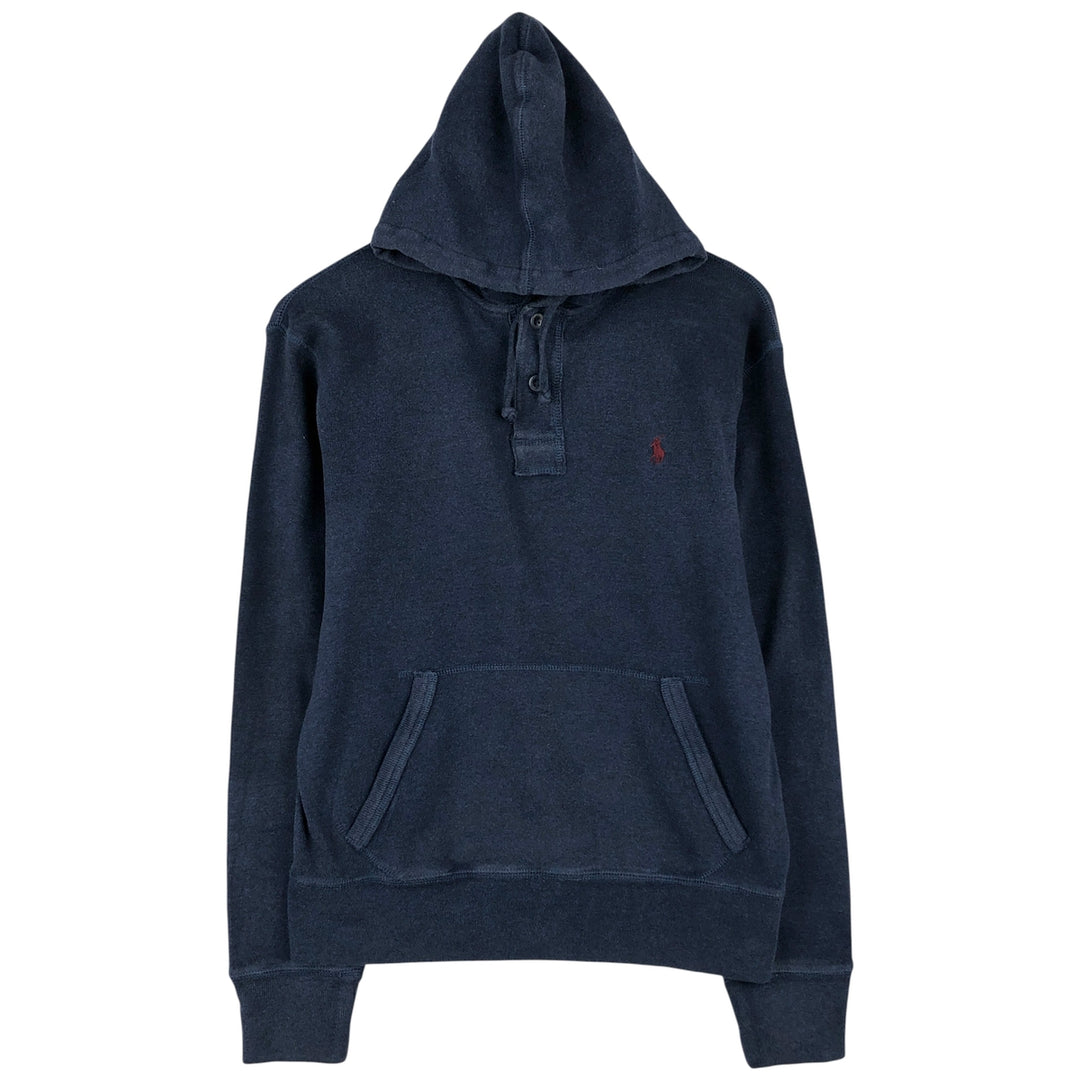 Ralph Lauren POLO by Ralph Lauren sweatshirt half-button hoodie, men's size S cotton navy blue type Vintage Second Hand