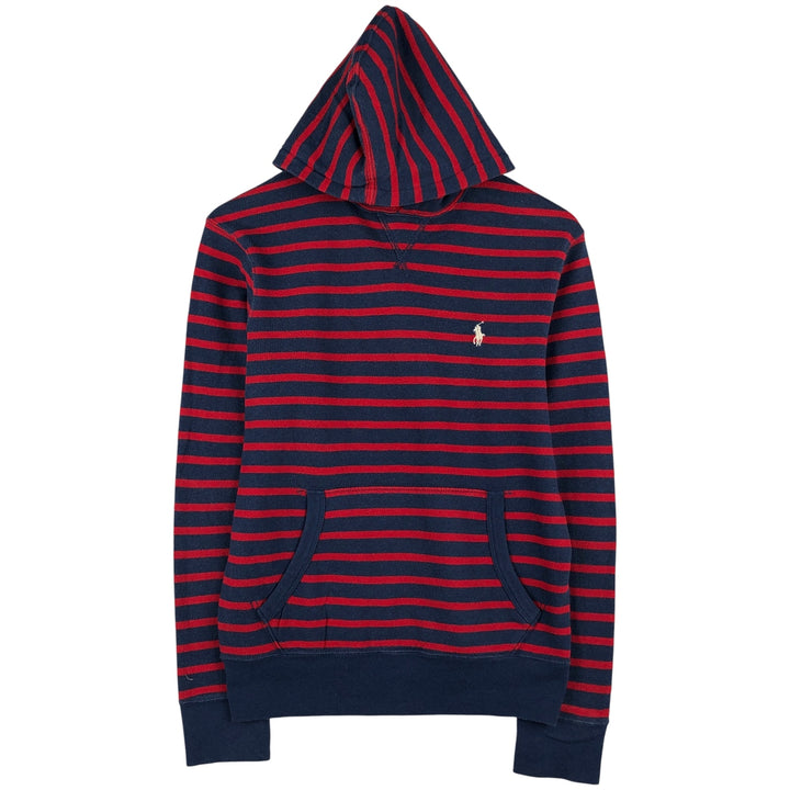 Ralph Lauren POLO by Ralph Lauren Striped Pattern Pullover Hoodie, Men's Size Small cotton navy blue type Vintage Second Hand