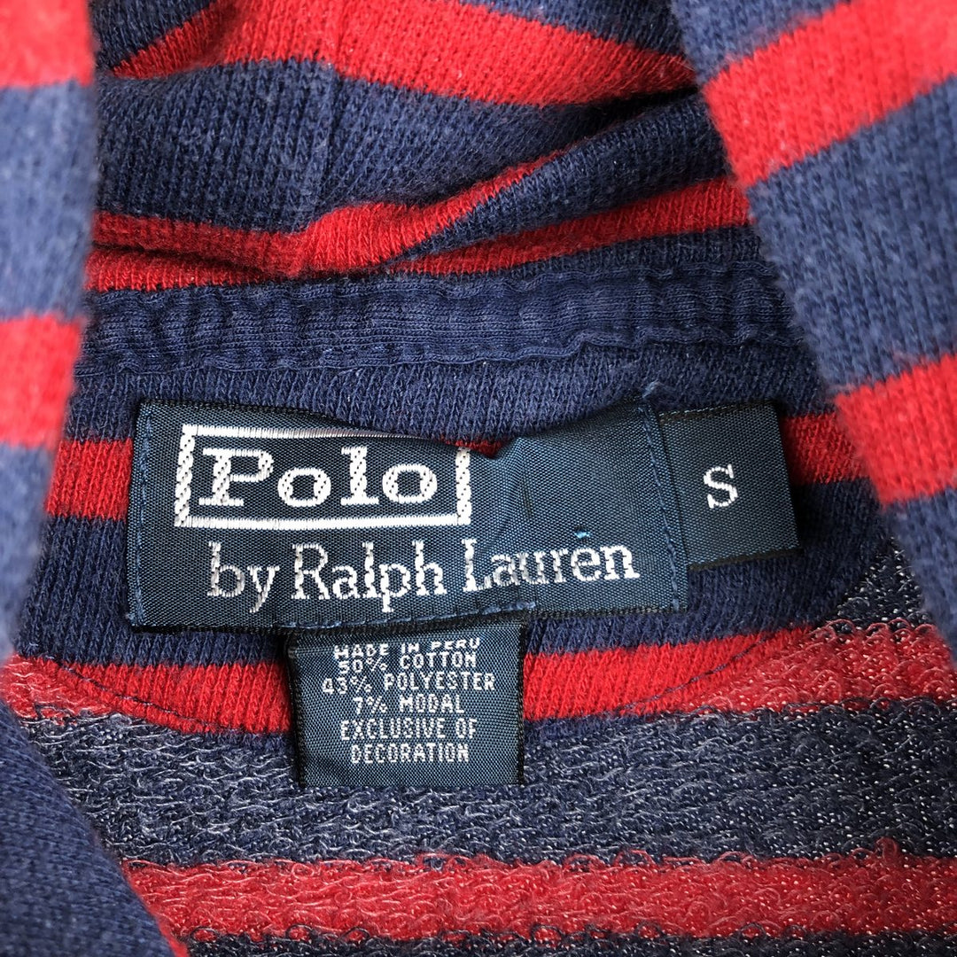 Ralph Lauren POLO by Ralph Lauren Striped Pattern Pullover Hoodie, Men's Size Small cotton navy blue type Vintage Second Hand