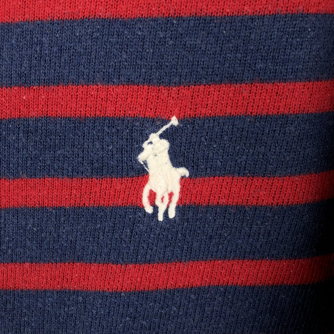Ralph Lauren POLO by Ralph Lauren Striped Pattern Pullover Hoodie, Men's Size Small cotton navy blue type Vintage Second Hand
