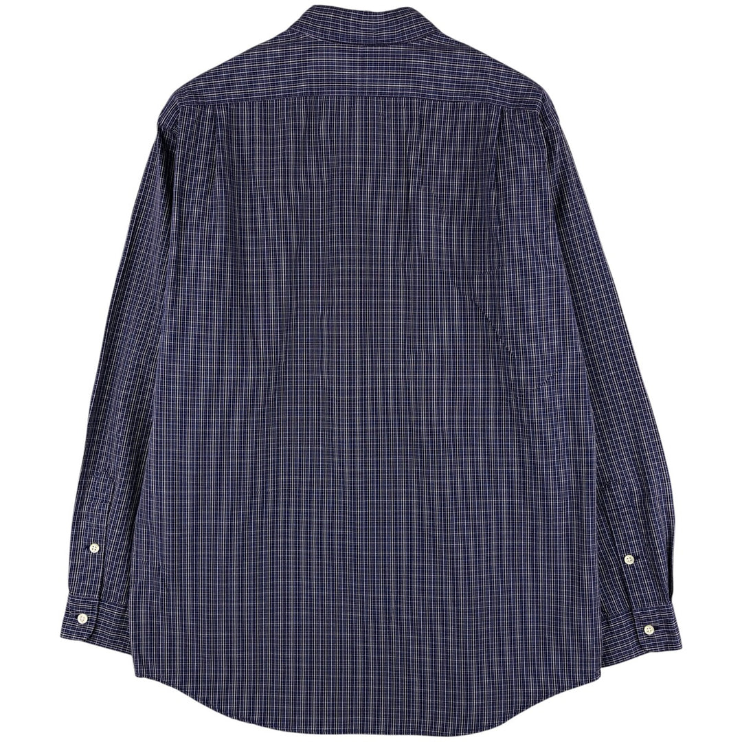 Ralph Lauren POLO by Ralph Lauren LOWELL SPORT long-sleeved cotton check shirt, men's size M cotton navy blue type Vintage Second Hand