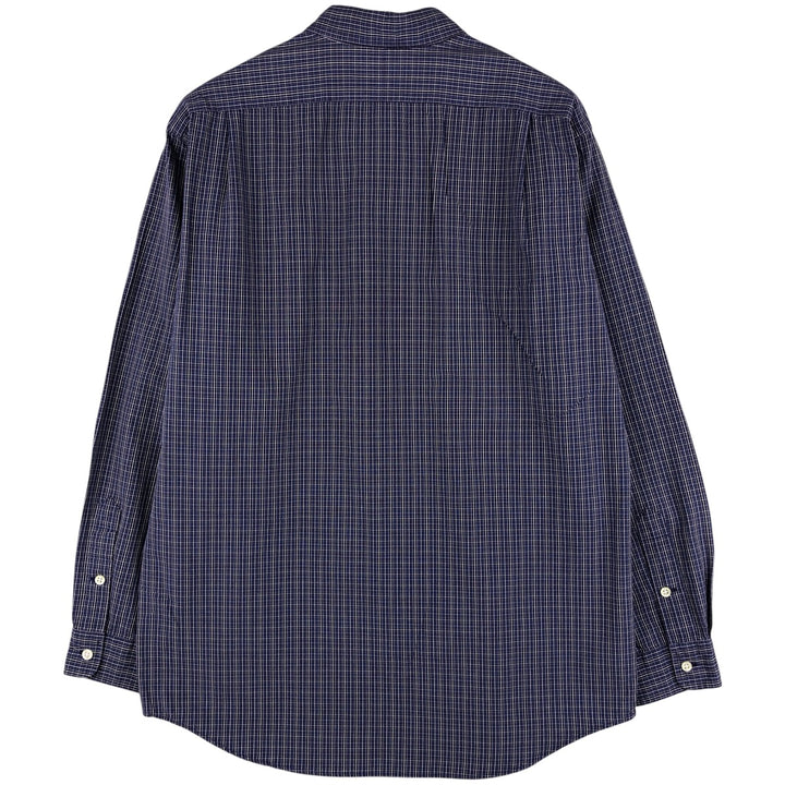 Ralph Lauren POLO by Ralph Lauren LOWELL SPORT long-sleeved cotton check shirt, men's size M cotton navy blue type Vintage Second Hand