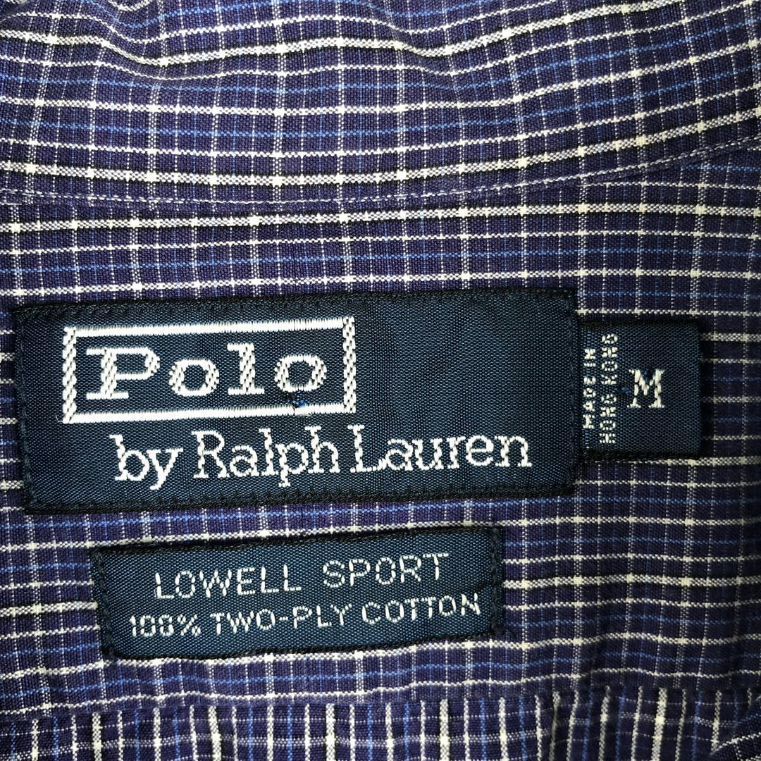 Ralph Lauren POLO by Ralph Lauren LOWELL SPORT long-sleeved cotton check shirt, men's size M cotton navy blue type Vintage Second Hand