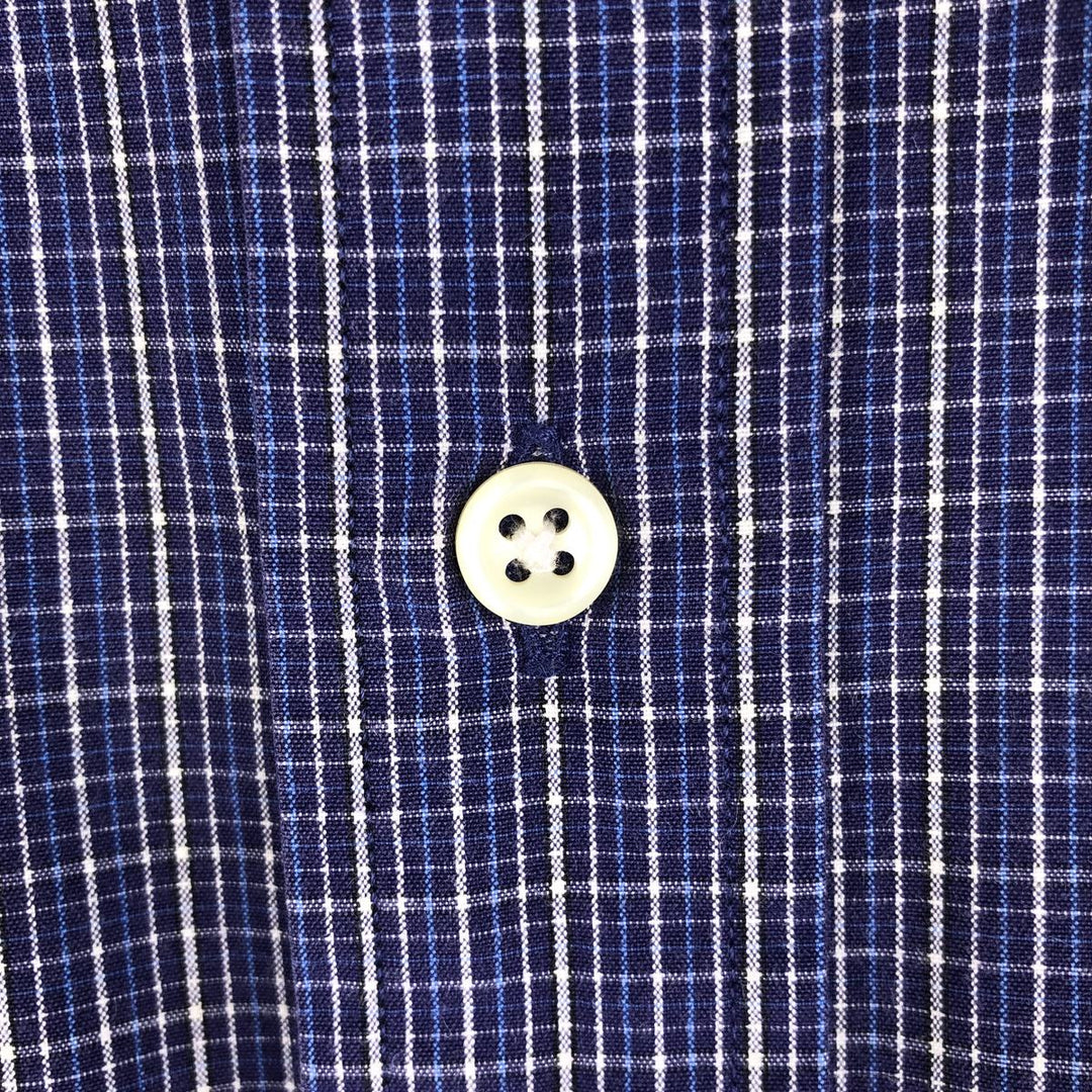 Ralph Lauren POLO by Ralph Lauren LOWELL SPORT long-sleeved cotton check shirt, men's size M cotton navy blue type Vintage Second Hand