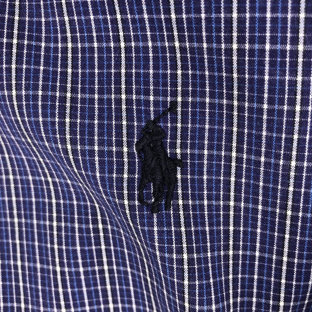 Ralph Lauren POLO by Ralph Lauren LOWELL SPORT long-sleeved cotton check shirt, men's size M cotton navy blue type Vintage Second Hand