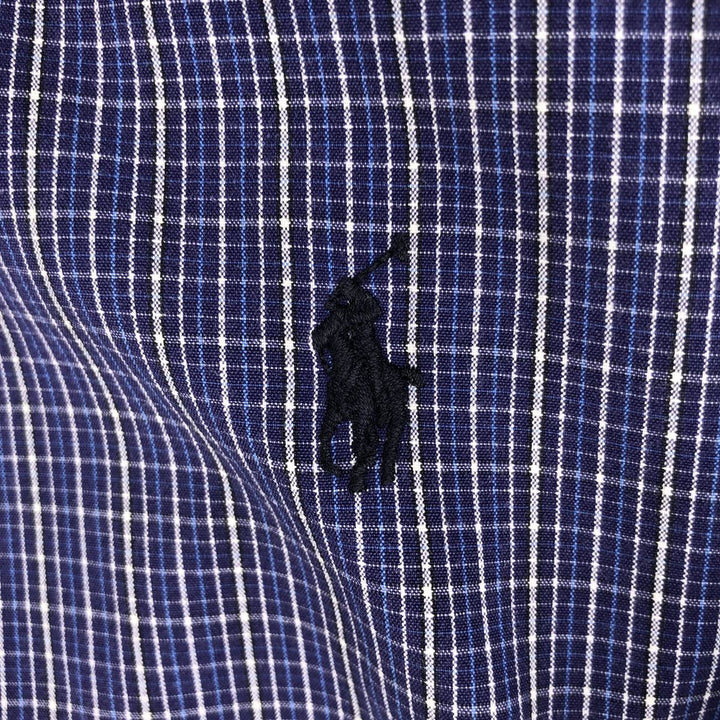 Ralph Lauren POLO by Ralph Lauren LOWELL SPORT long-sleeved cotton check shirt, men's size M cotton navy blue type Vintage Second Hand