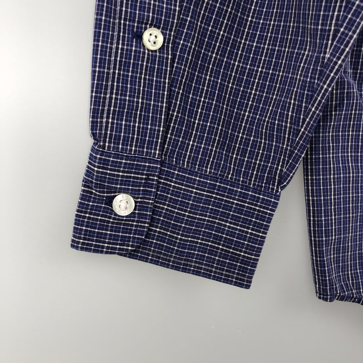 Ralph Lauren POLO by Ralph Lauren LOWELL SPORT long-sleeved cotton check shirt, men's size M cotton navy blue type Vintage Second Hand