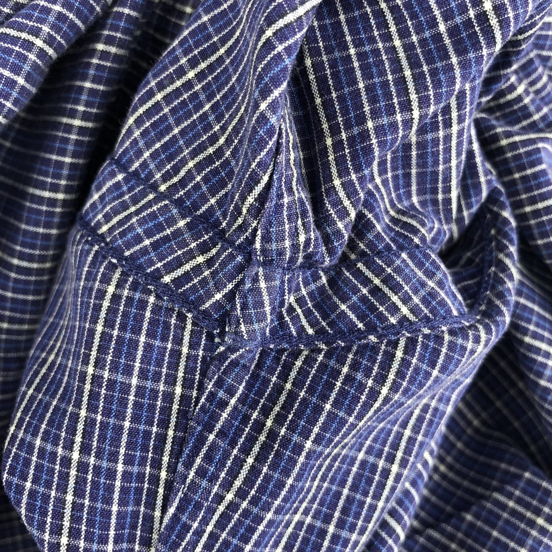 Ralph Lauren POLO by Ralph Lauren LOWELL SPORT long-sleeved cotton check shirt, men's size M cotton navy blue type Vintage Second Hand