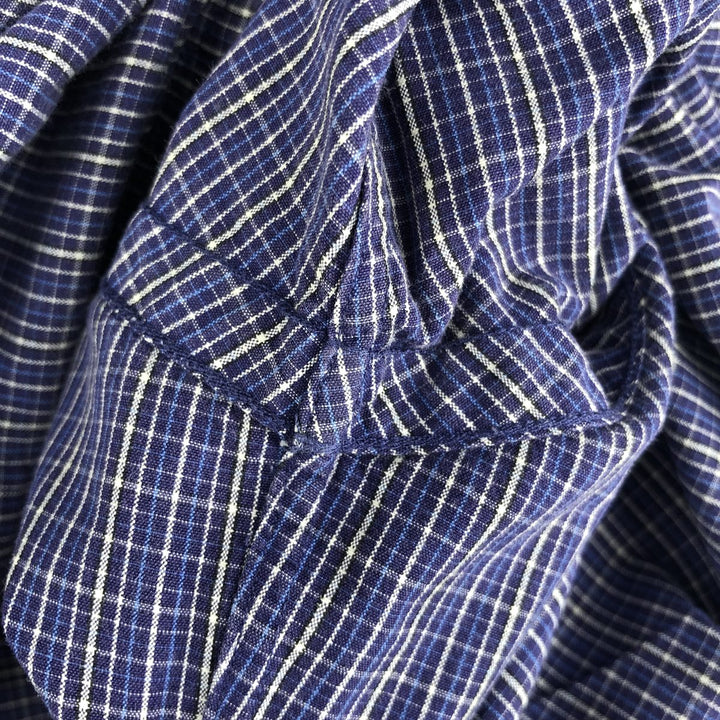 Ralph Lauren POLO by Ralph Lauren LOWELL SPORT long-sleeved cotton check shirt, men's size M cotton navy blue type Vintage Second Hand
