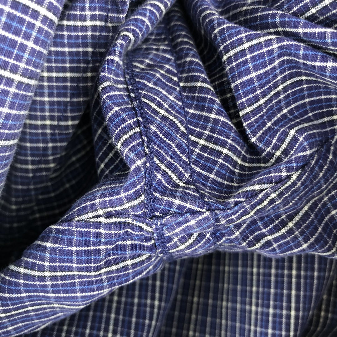 Ralph Lauren POLO by Ralph Lauren LOWELL SPORT long-sleeved cotton check shirt, men's size M cotton navy blue type Vintage Second Hand