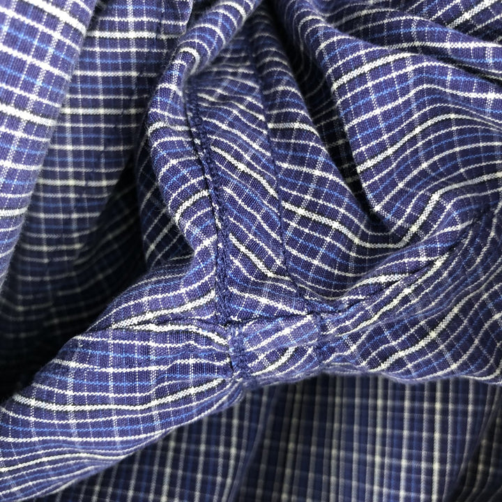 Ralph Lauren POLO by Ralph Lauren LOWELL SPORT long-sleeved cotton check shirt, men's size M cotton navy blue type Vintage Second Hand