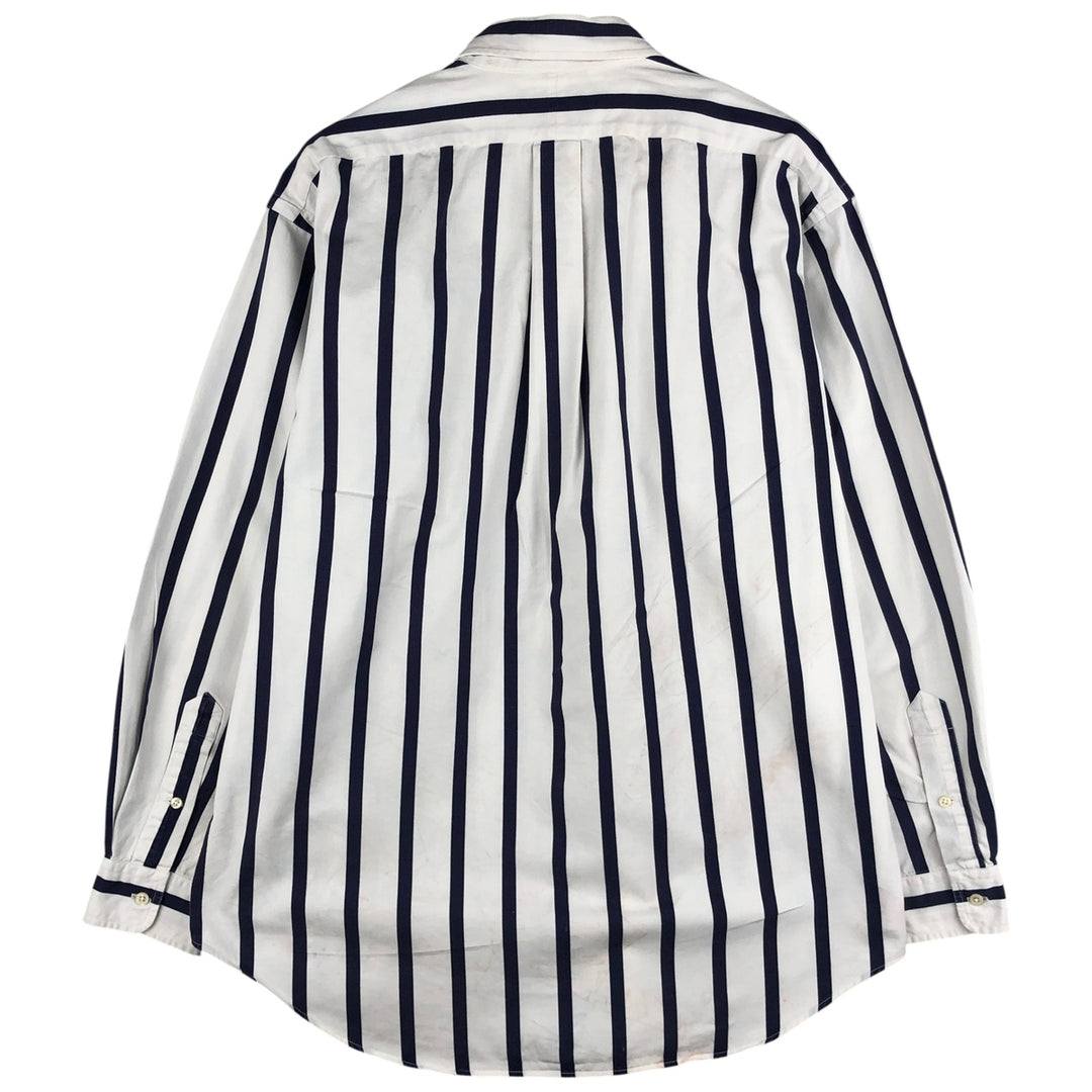 Ralph Lauren long sleeve button down striped shirt, men's size L cotton white type Vintage Second Hand