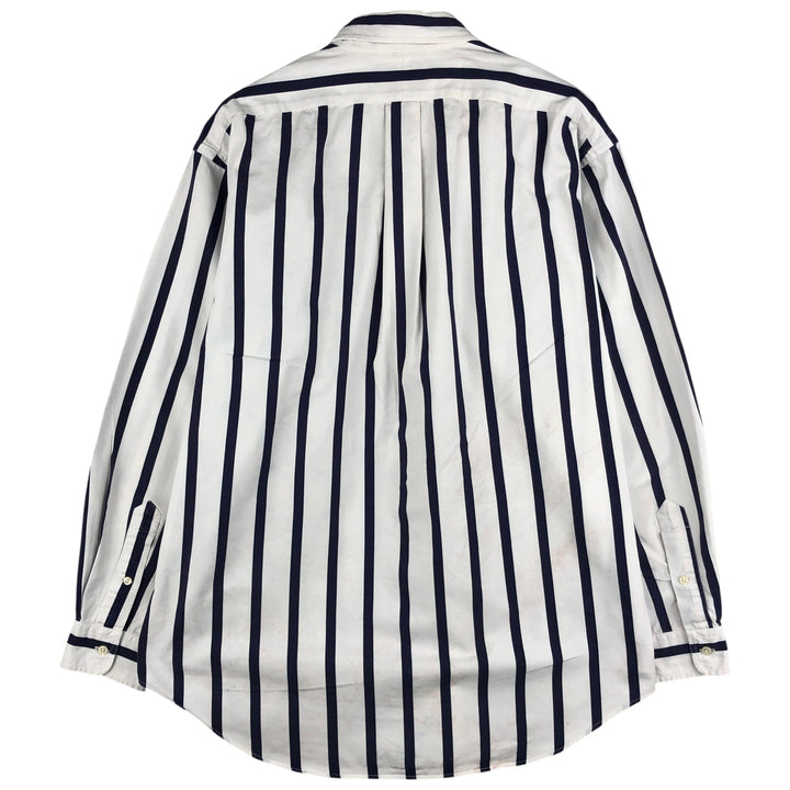 Ralph Lauren long sleeve button down striped shirt, men's size L cotton white type Vintage Second Hand
