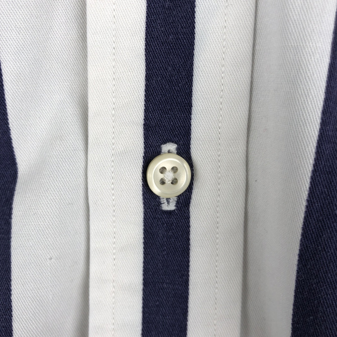 Ralph Lauren long sleeve button down striped shirt, men's size L cotton white type Vintage Second Hand