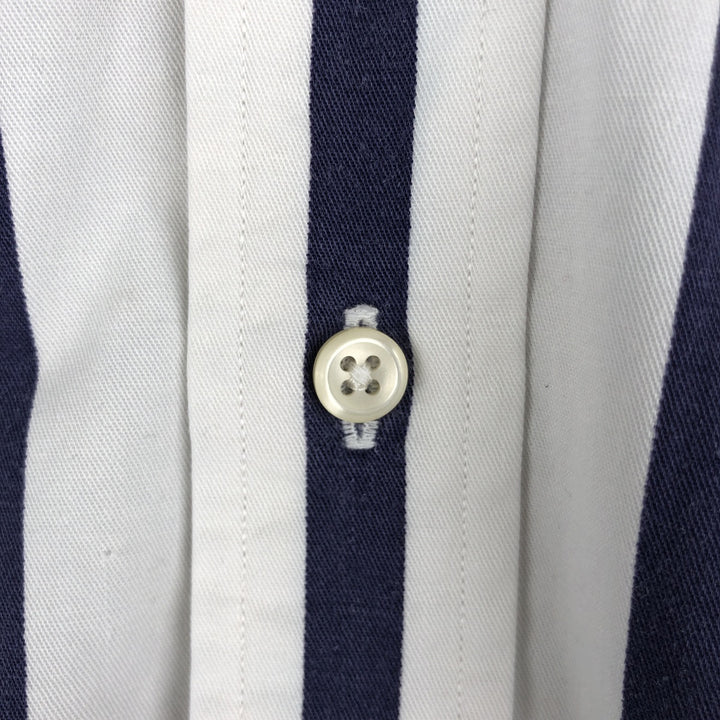 Ralph Lauren long sleeve button down striped shirt, men's size L cotton white type Vintage Second Hand