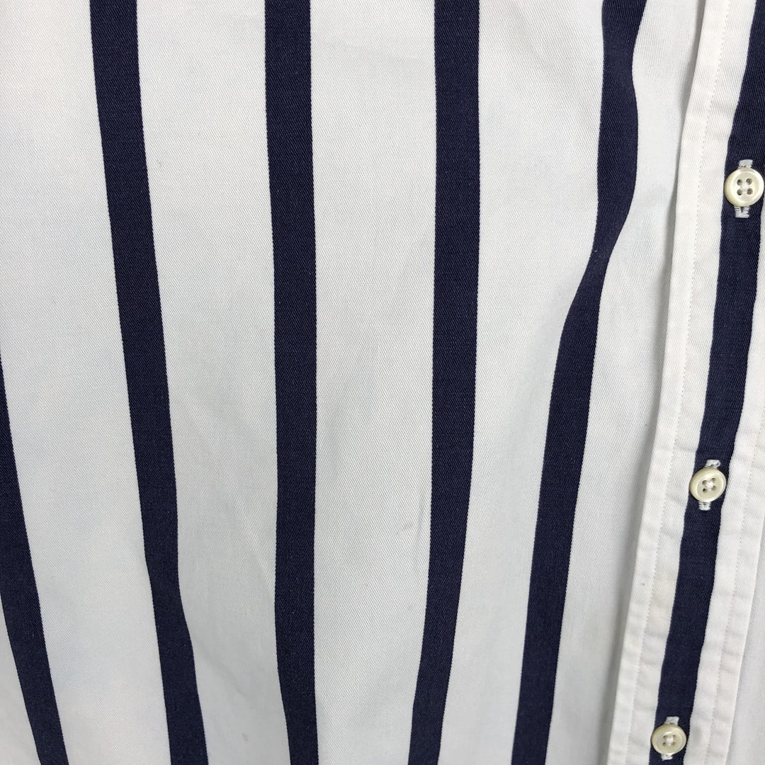 Ralph Lauren long sleeve button down striped shirt, men's size L cotton white type Vintage Second Hand