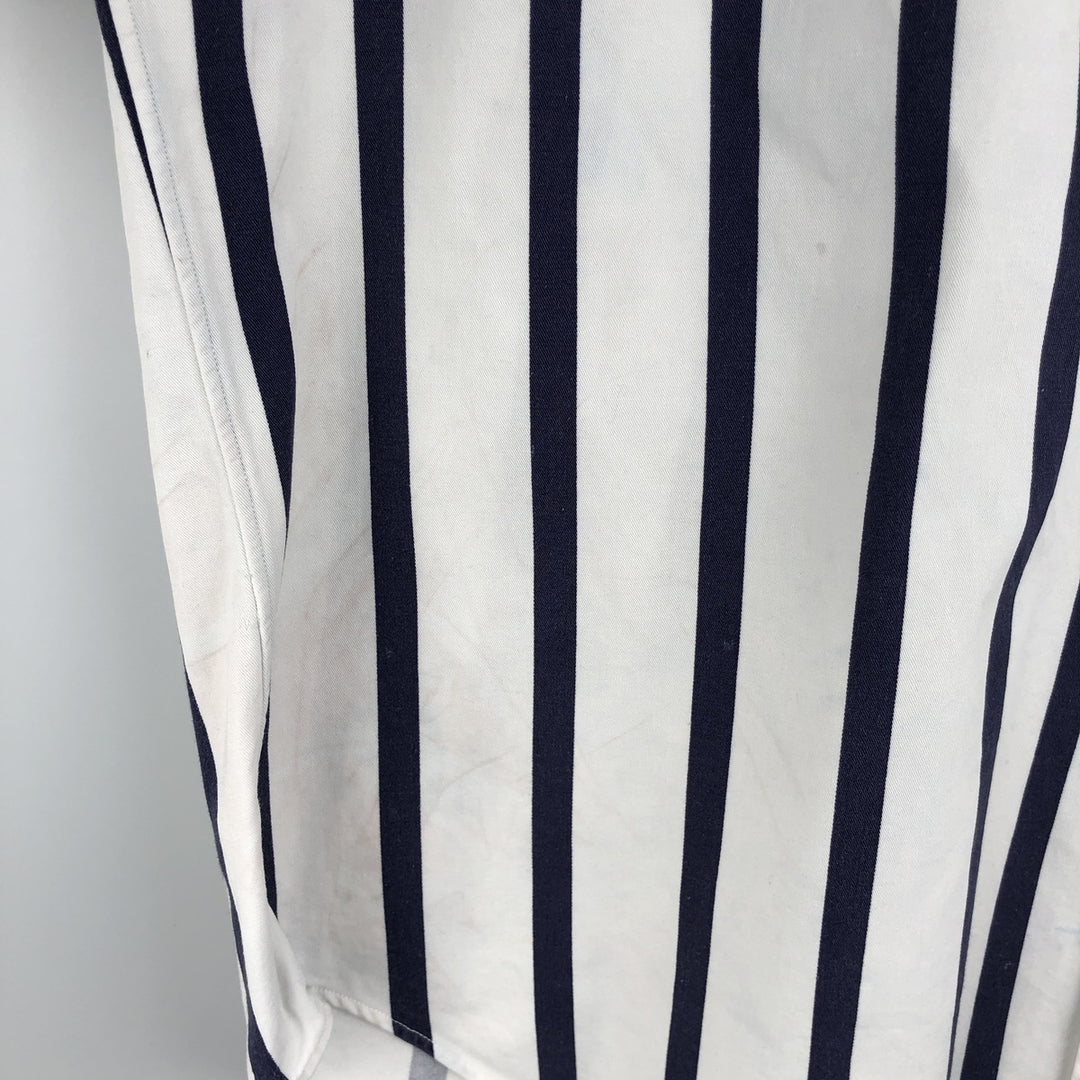 Ralph Lauren long sleeve button down striped shirt, men's size L cotton white type Vintage Second Hand