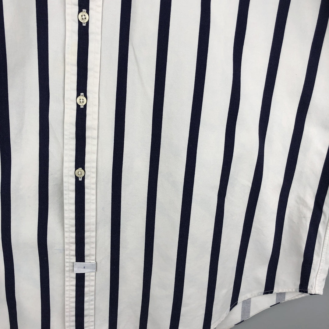Ralph Lauren long sleeve button down striped shirt, men's size L cotton white type Vintage Second Hand