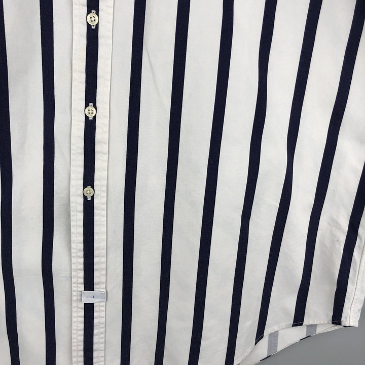 Ralph Lauren long sleeve button down striped shirt, men's size L cotton white type Vintage Second Hand
