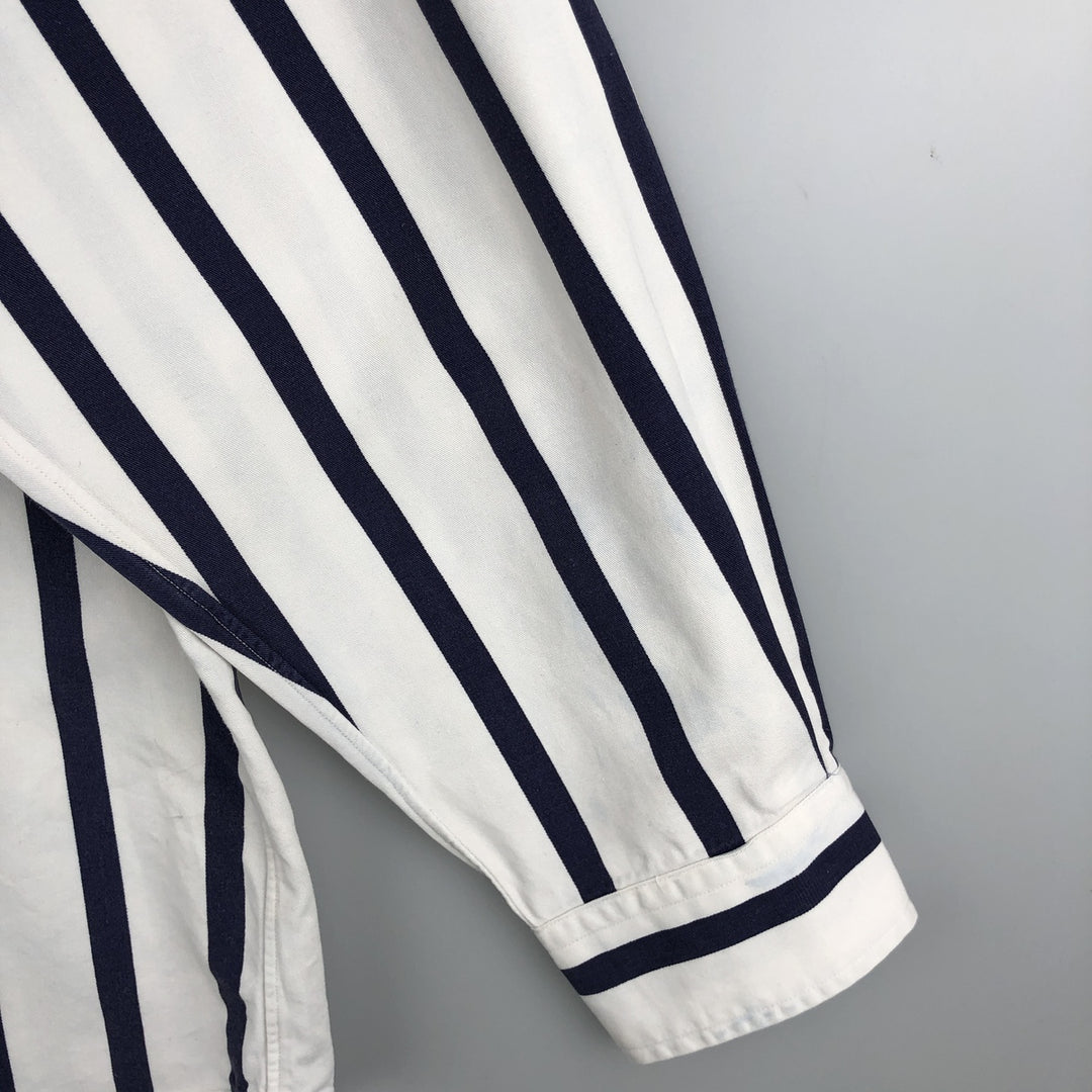 Ralph Lauren long sleeve button down striped shirt, men's size L cotton white type Vintage Second Hand