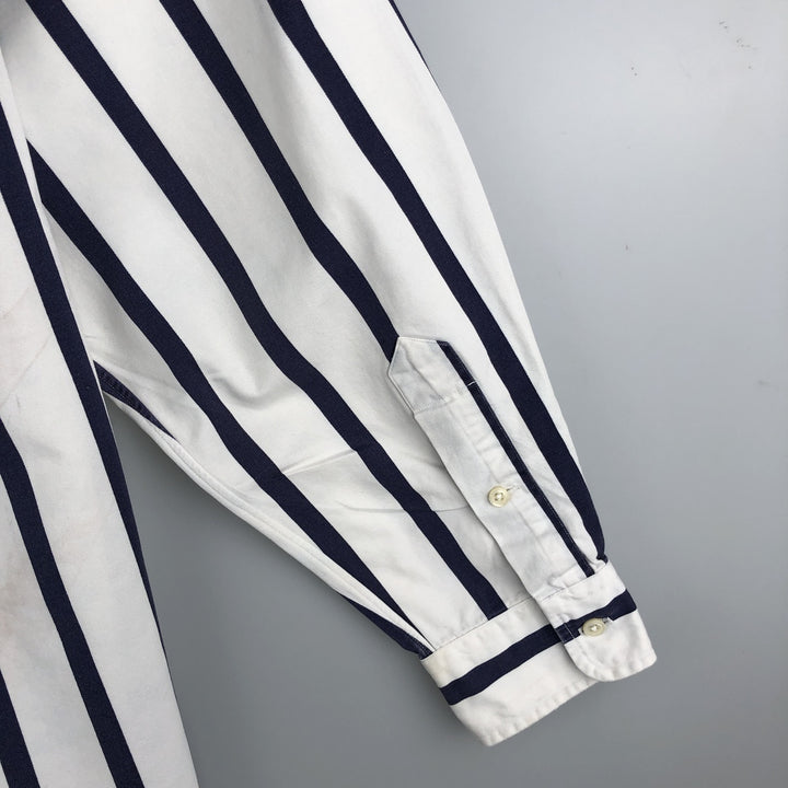 Ralph Lauren long sleeve button down striped shirt, men's size L cotton white type Vintage Second Hand
