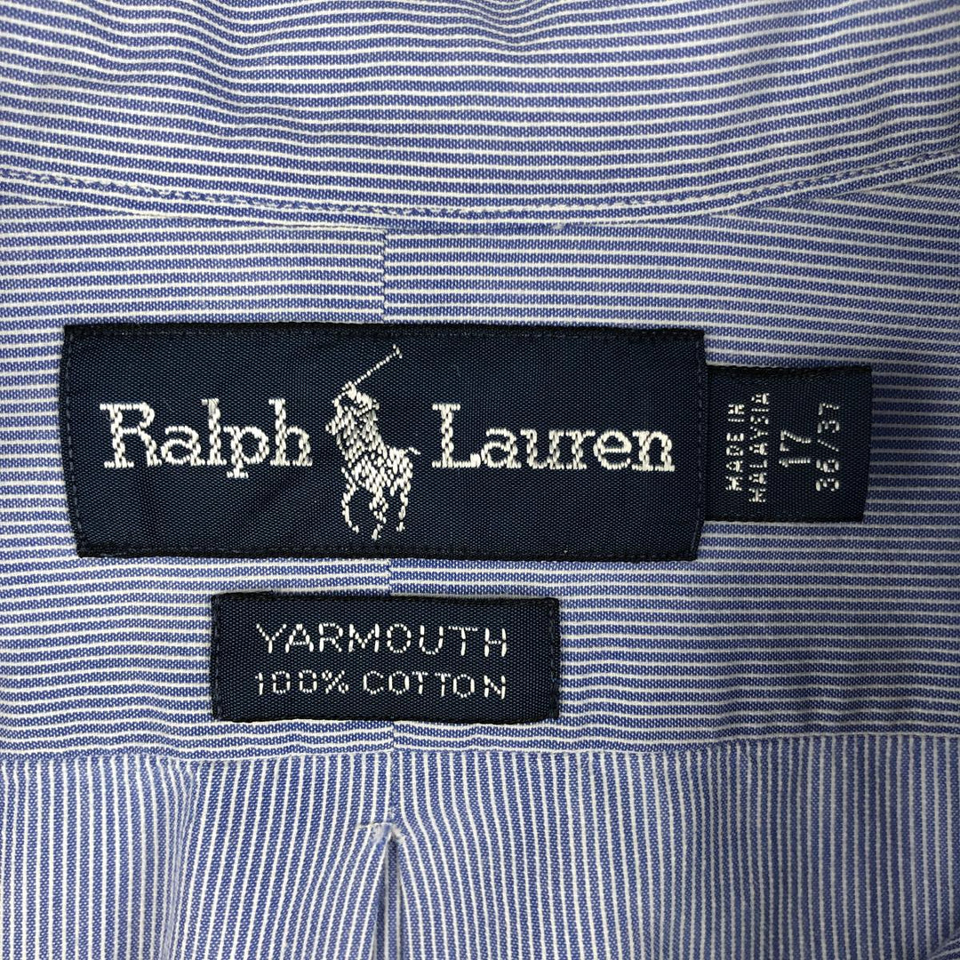 Ralph Lauren YARMOUTH Long Sleeve Button-Down Striped Shirt, Men's XL cotton Blue type light blue Vintage Second Hand