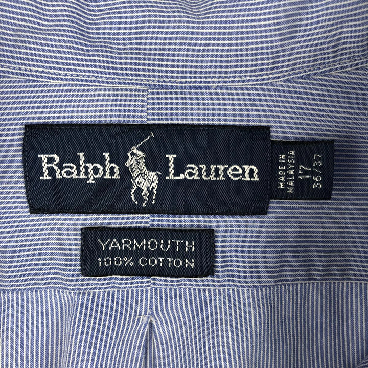 Ralph Lauren YARMOUTH Long Sleeve Button-Down Striped Shirt, Men's XL cotton Blue type light blue Vintage Second Hand