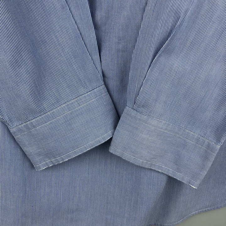 Ralph Lauren YARMOUTH Long Sleeve Button-Down Striped Shirt, Men's XL cotton Blue type light blue Vintage Second Hand