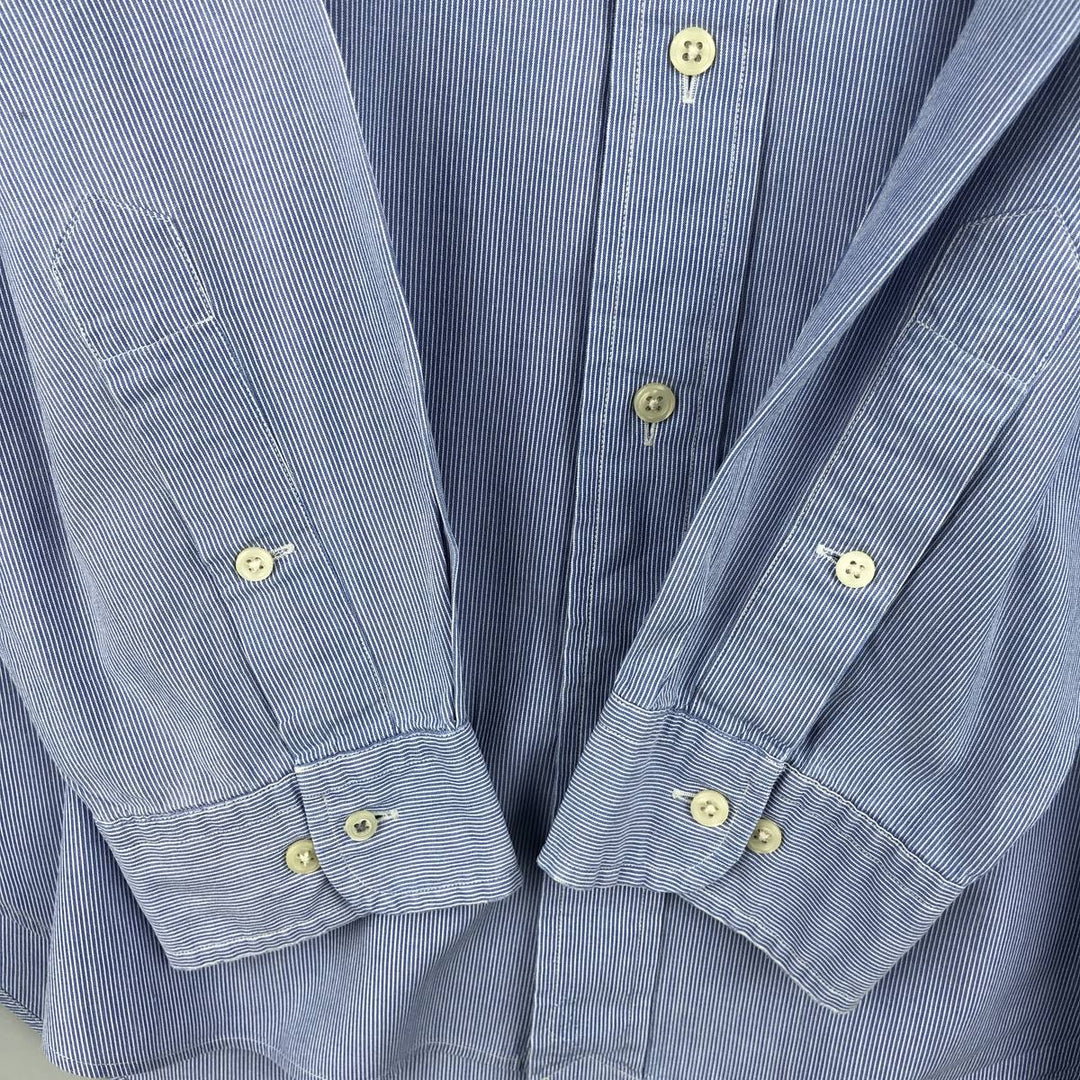 Ralph Lauren YARMOUTH Long Sleeve Button-Down Striped Shirt, Men's XL cotton Blue type light blue Vintage Second Hand