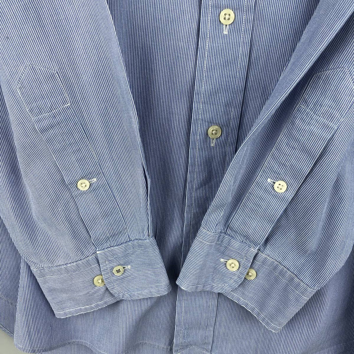 Ralph Lauren YARMOUTH Long Sleeve Button-Down Striped Shirt, Men's XL cotton Blue type light blue Vintage Second Hand