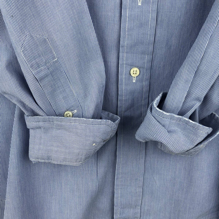 Ralph Lauren YARMOUTH Long Sleeve Button-Down Striped Shirt, Men's XL cotton Blue type light blue Vintage Second Hand