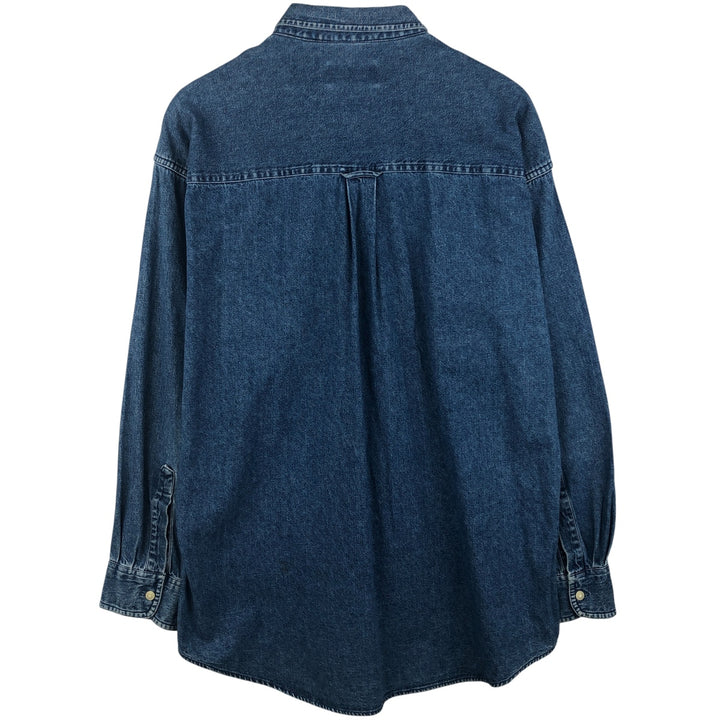 Ralph Lauren CHAPS Long Sleeve Button Down Denim Shirt Men's L Size cotton blue type Vintage Second Hand