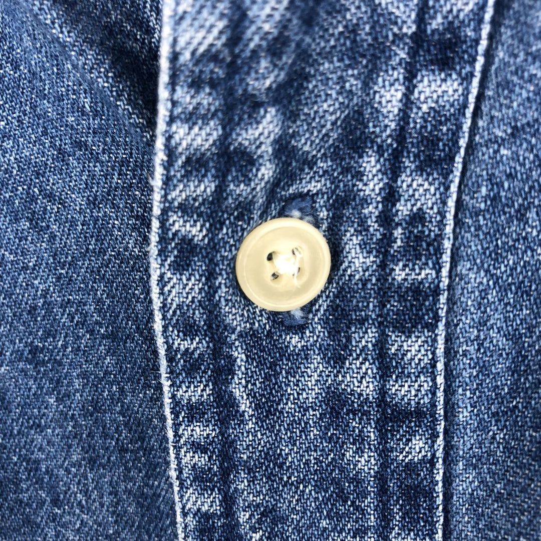 Ralph Lauren CHAPS Long Sleeve Button Down Denim Shirt Men's L Size cotton blue type Vintage Second Hand